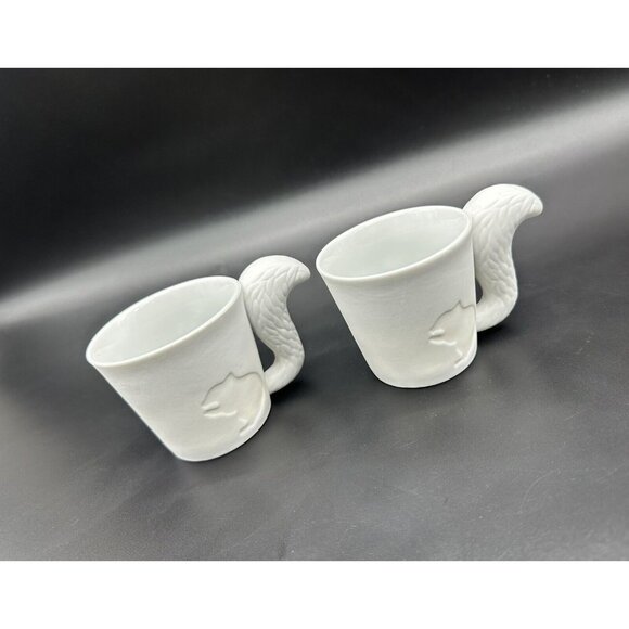 KINTO Mugtail Mugs Coffee Cup Squirrel 16239 Porcelain Candle Holder Japan White